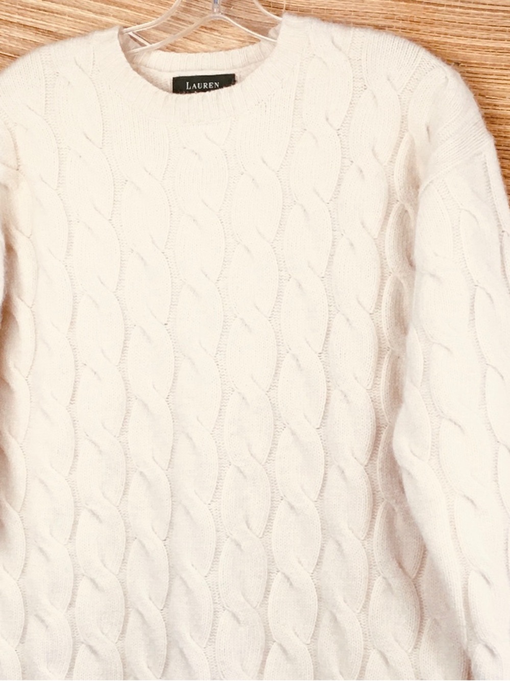 Vintage 90s /Y2K Lauren Ralph Lauren Merino-Angora-Cashmere Cable Knit Sweater L - Picture 3 of 10